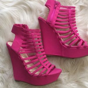 Pink platform wedges